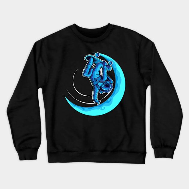 Skating on the moon Crewneck Sweatshirt by Sabahmd